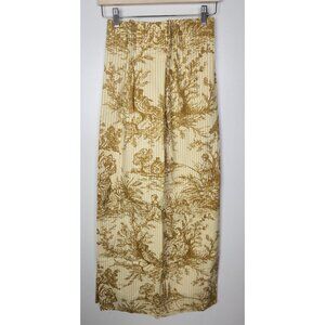 Vtg. 70's Pinch Pleat Yellow Stripe/Gold Plantation Print 25.5x44 in. Panel Set